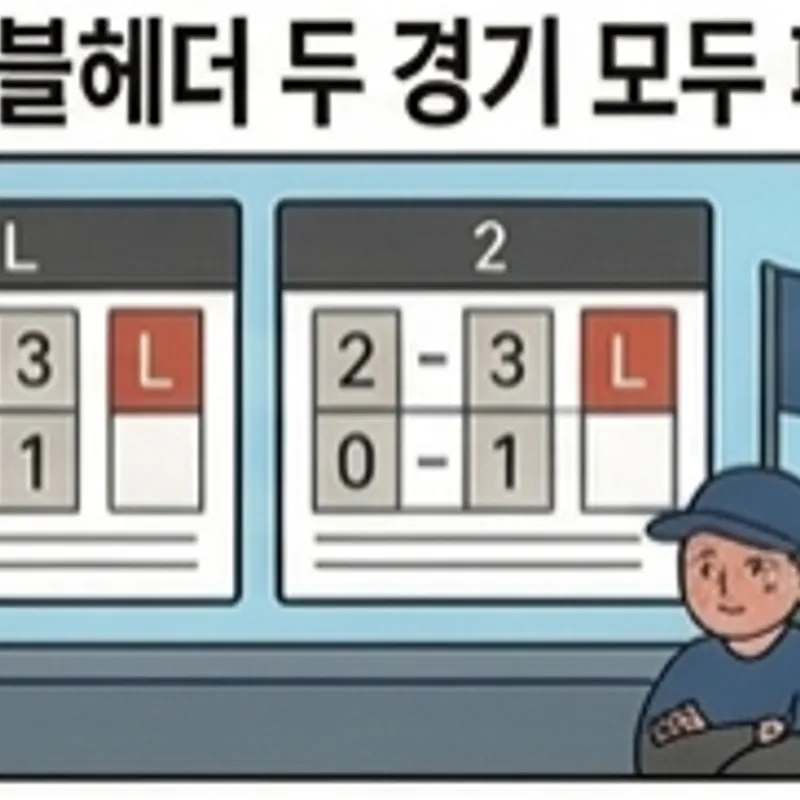 더블헤더 두경기 모두 패배